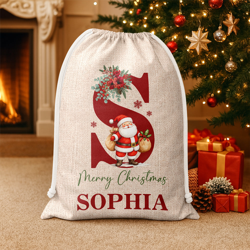 Custom Name Christmas Letter Christmas Sack, Personalized Holiday Gift Bag HO82 903920