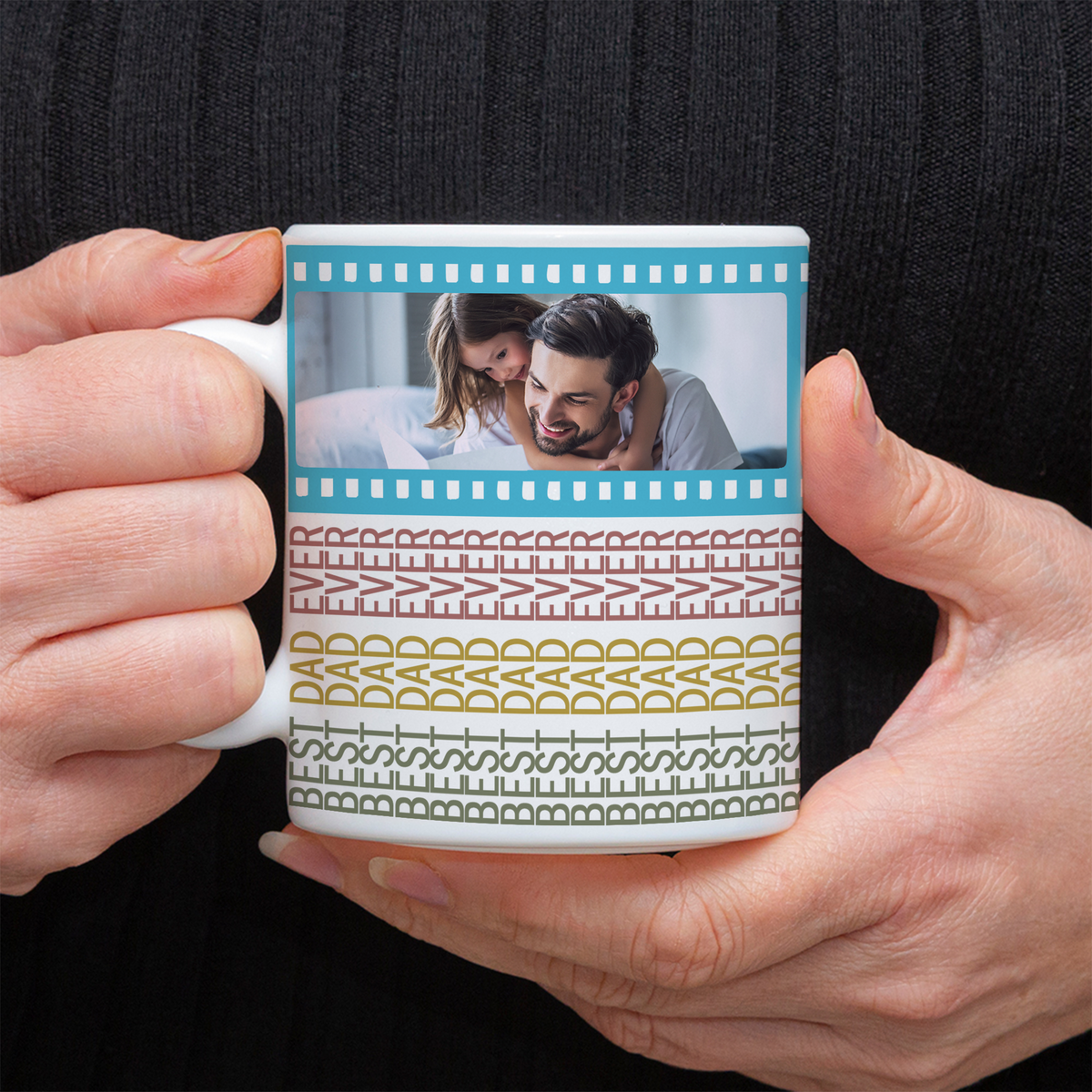 Custom Photo Best Dad Ever Hidden Message Print Full Mug LM32 893629