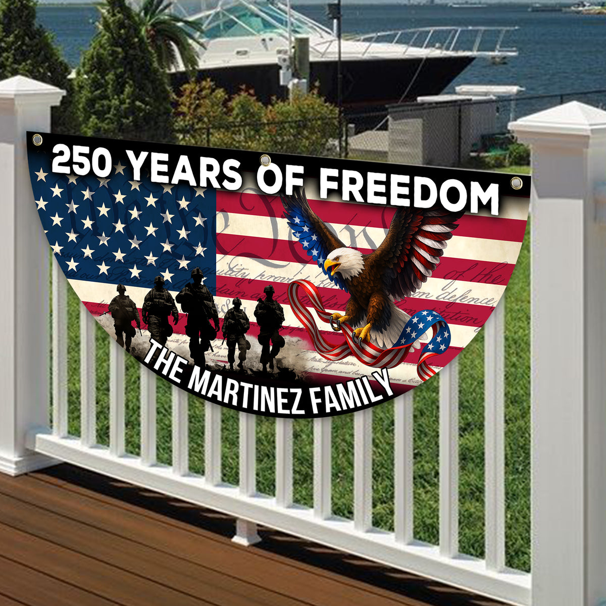 Custom Family Name 250 Years of Freedom Non-Pleated Fan Flag HA75 920364