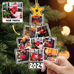 Custom Photo Black Family Christmas Tree Acrylic Ornament HA75 891054