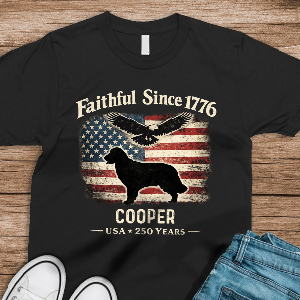 Custom Dog Faithful Since 1776 USA 250 Years Dark Shirt LM32 899061