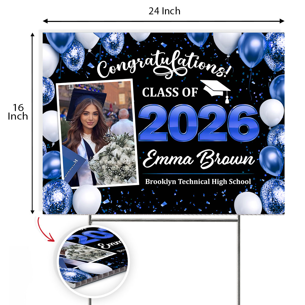 Custom Photo Class of 2026  Yard Sign Graduation Party Decor CH07 895550