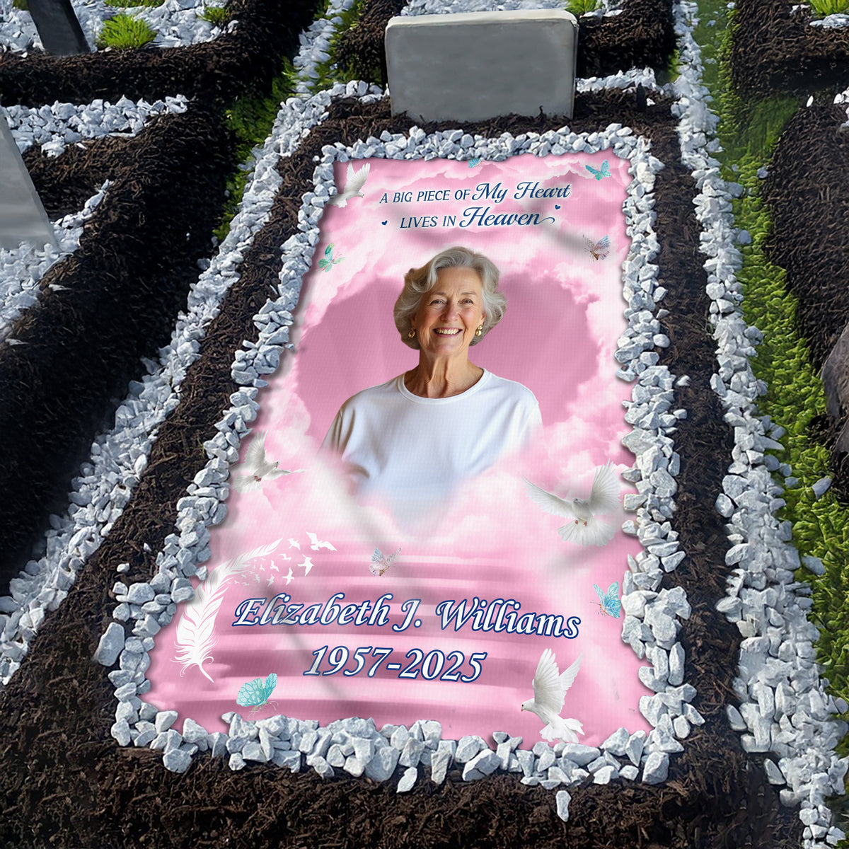 Custom Photo Always In Our Hearts, Never Forgotten Grave Blanket LM32 893235