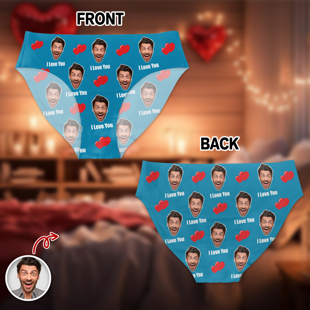 Custom Photo I Love You Underwear For Women Funny Valentine Gift CH07 910098