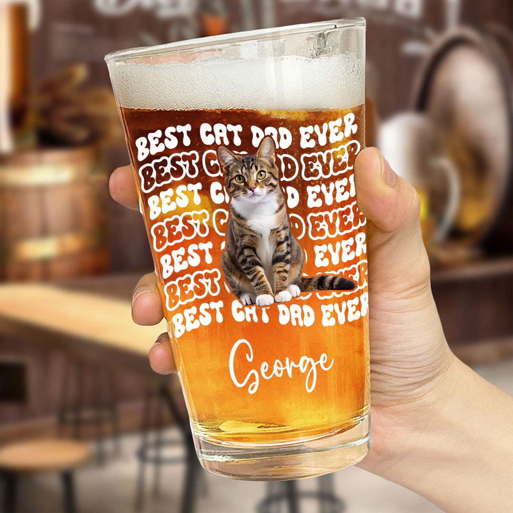 Custom Photo Best Dog Dad Ever Beer Glass - Father’s Day Gift for Dog & Cat Owners HA75 921370