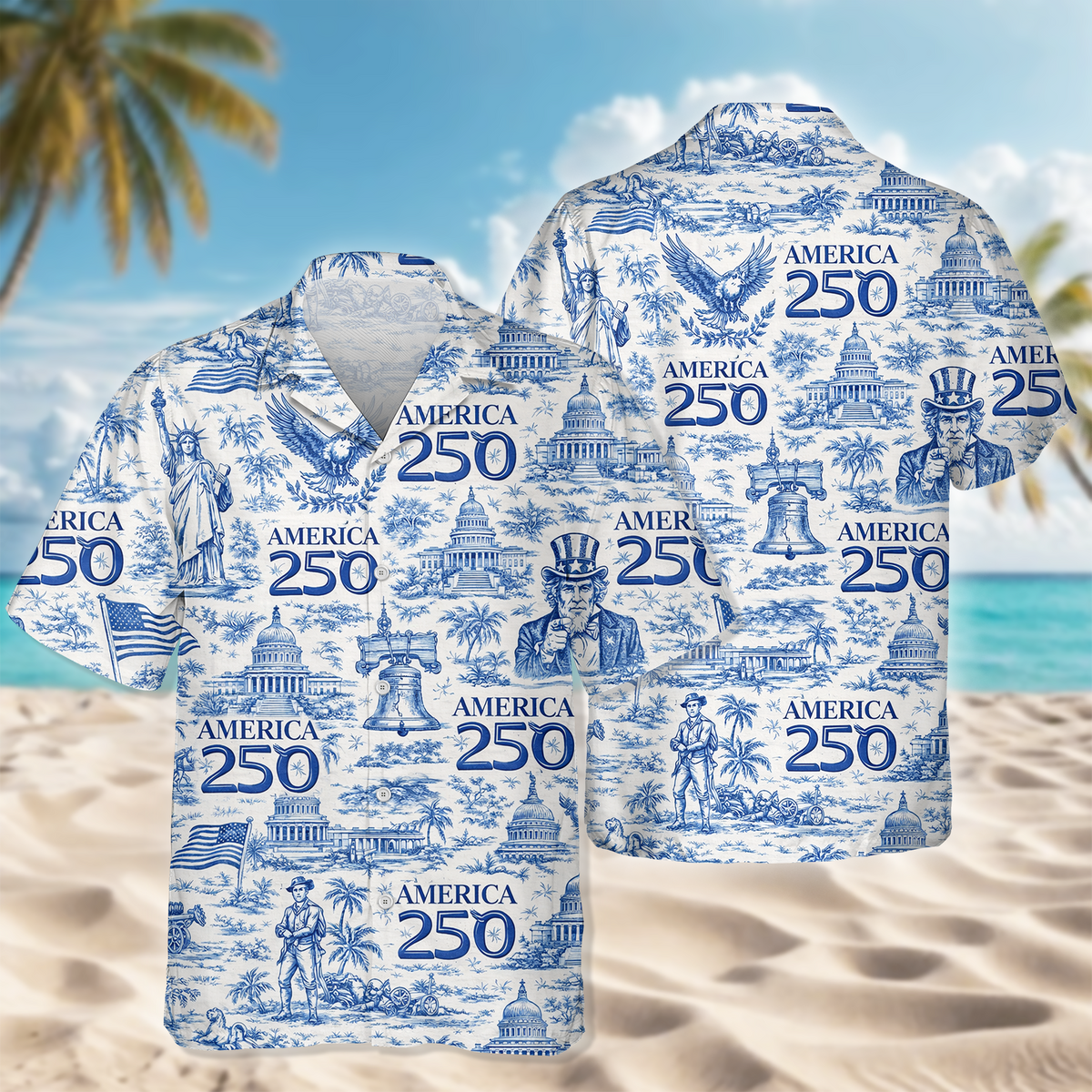America 250th Anniversary Toile De Jouy Style Hawaii Shirt CH07 910426