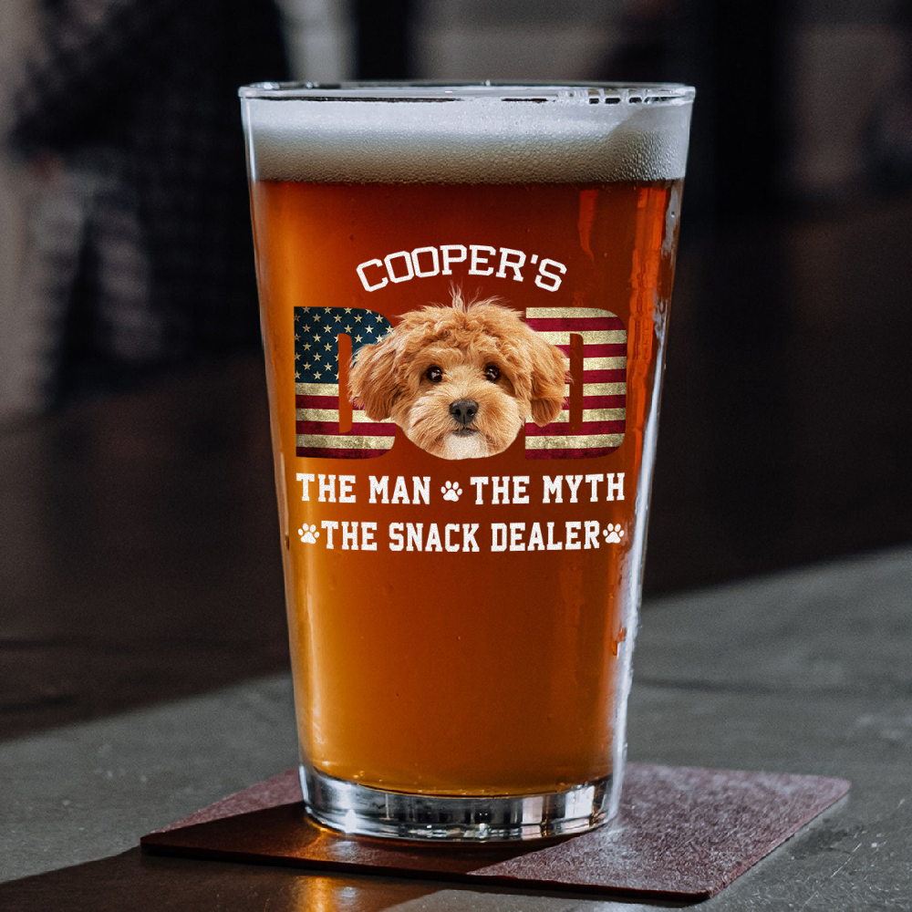 Custom Photo Dog Dad The Man The Myth American Flag Dad Beer Glass HA75 892402
