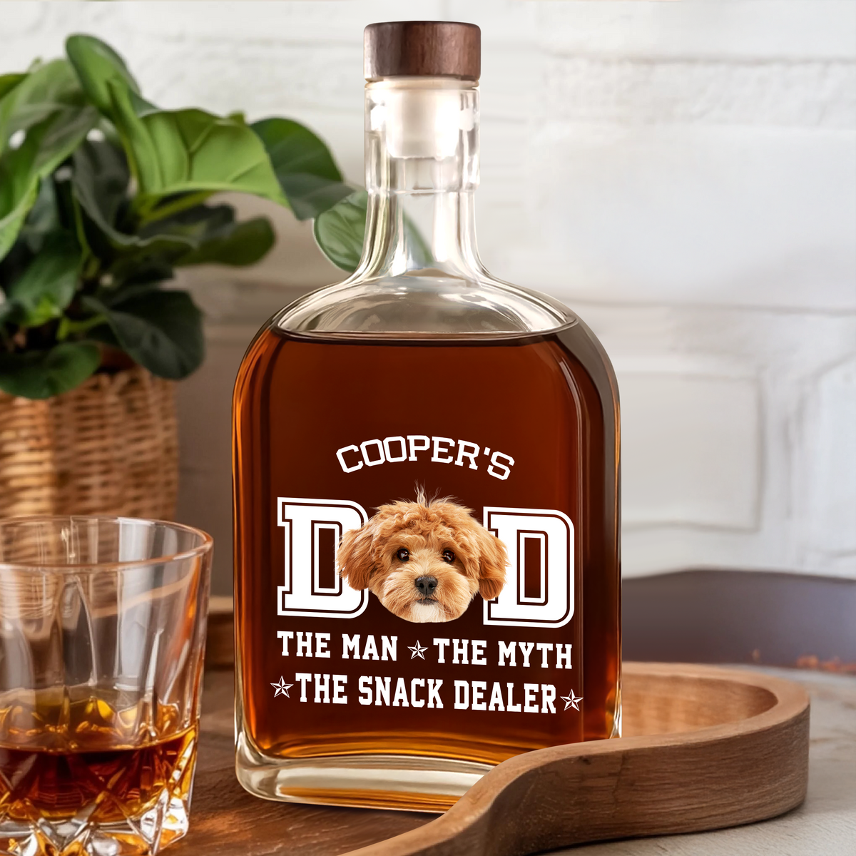 Custom Photo Dog Dad The Man The Myth The Snack Dealer Whiskey Bottle LM32 893597