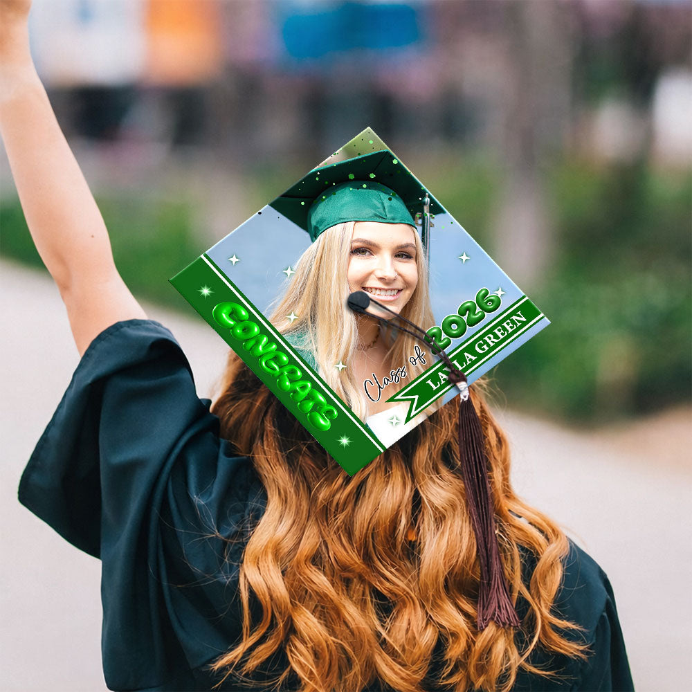Custom Photo Class of 2026 Graduation Cap Topper, Personalized Congrats Grad Gift LM32 899369