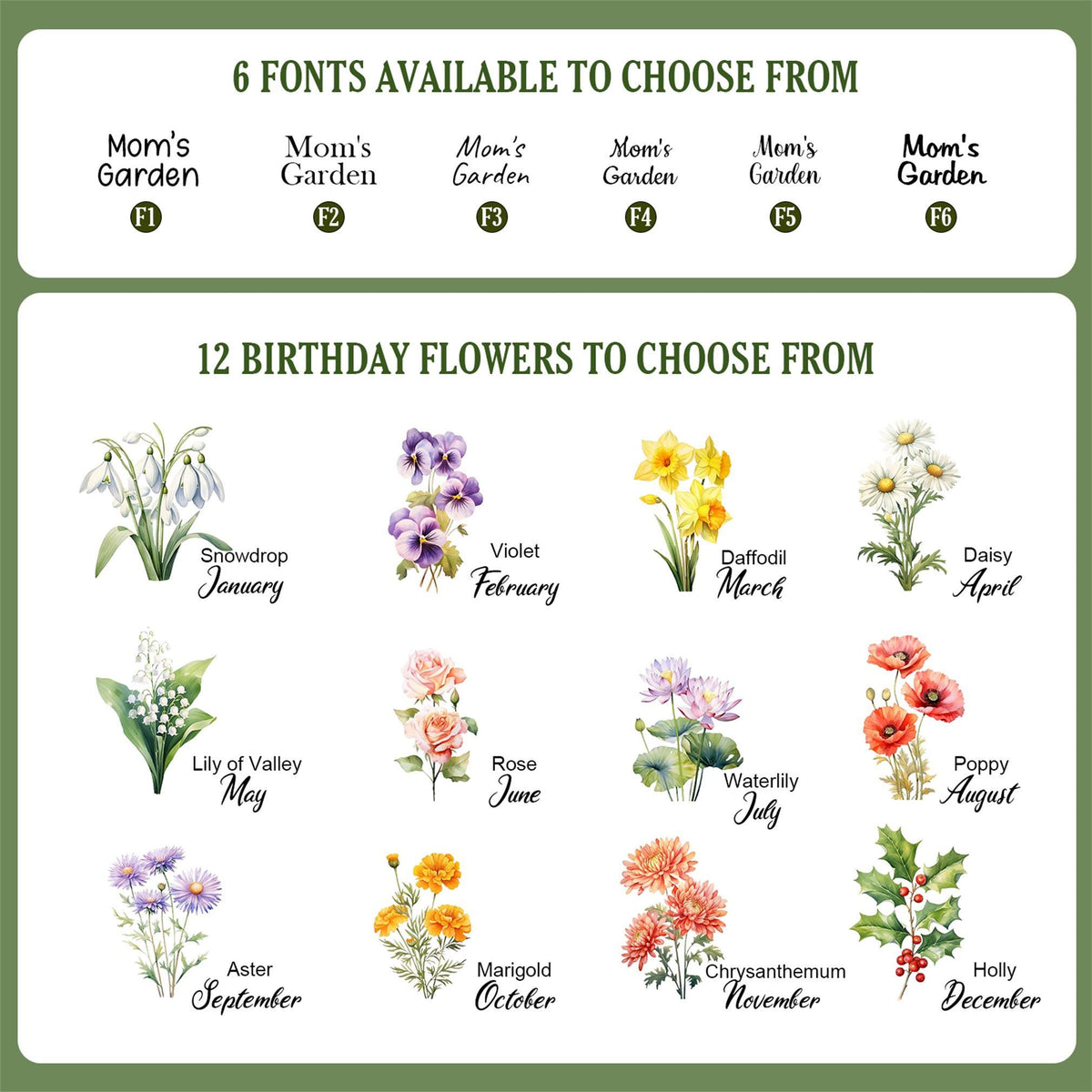 Personalized Flower Month Garden Tool Bag, Gift for Mom, Grandma, Gardener LM32 670179