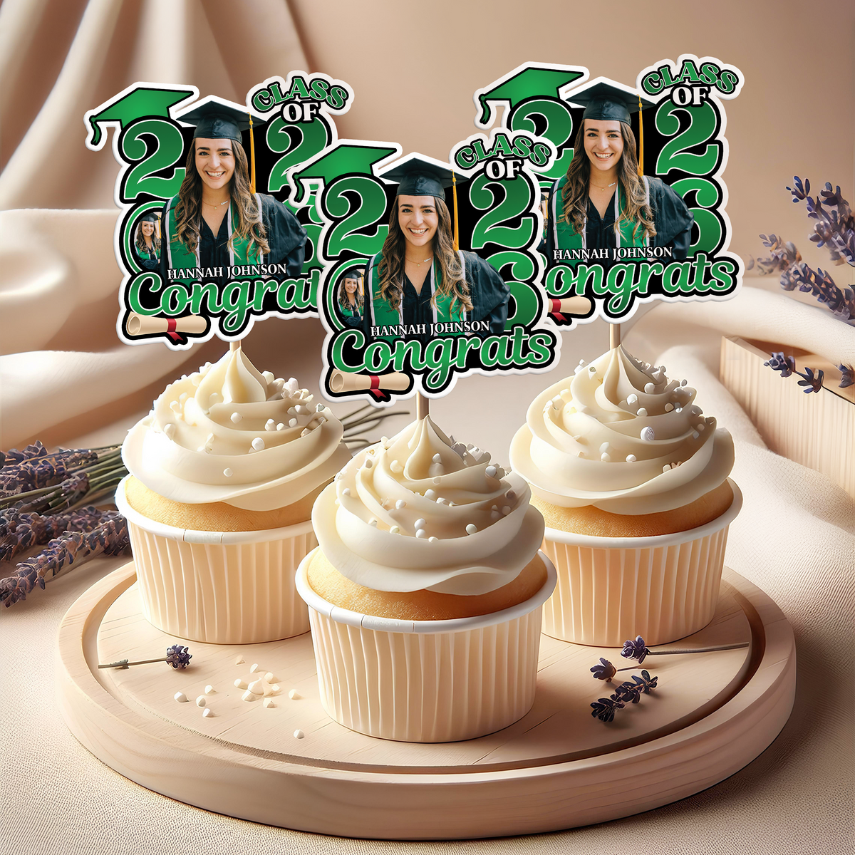 Custom Photo Congrats Class Of 2026 Cupcake Toppers HA75 920834
