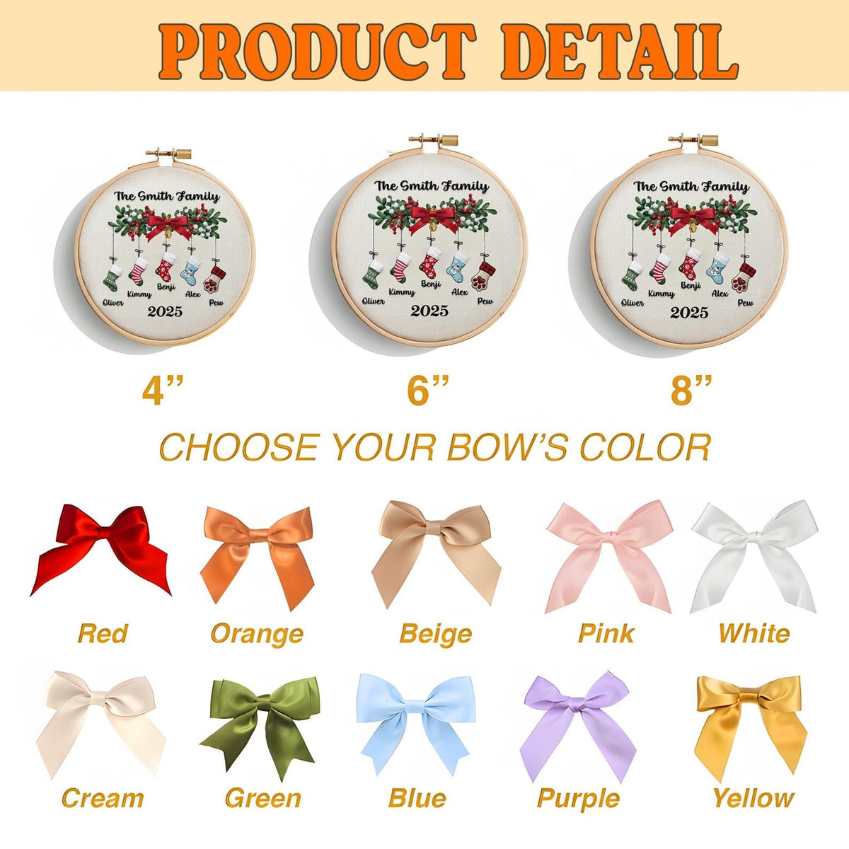 Personalized Family Stocking Embroidery Hoop Ornament TH10 896741