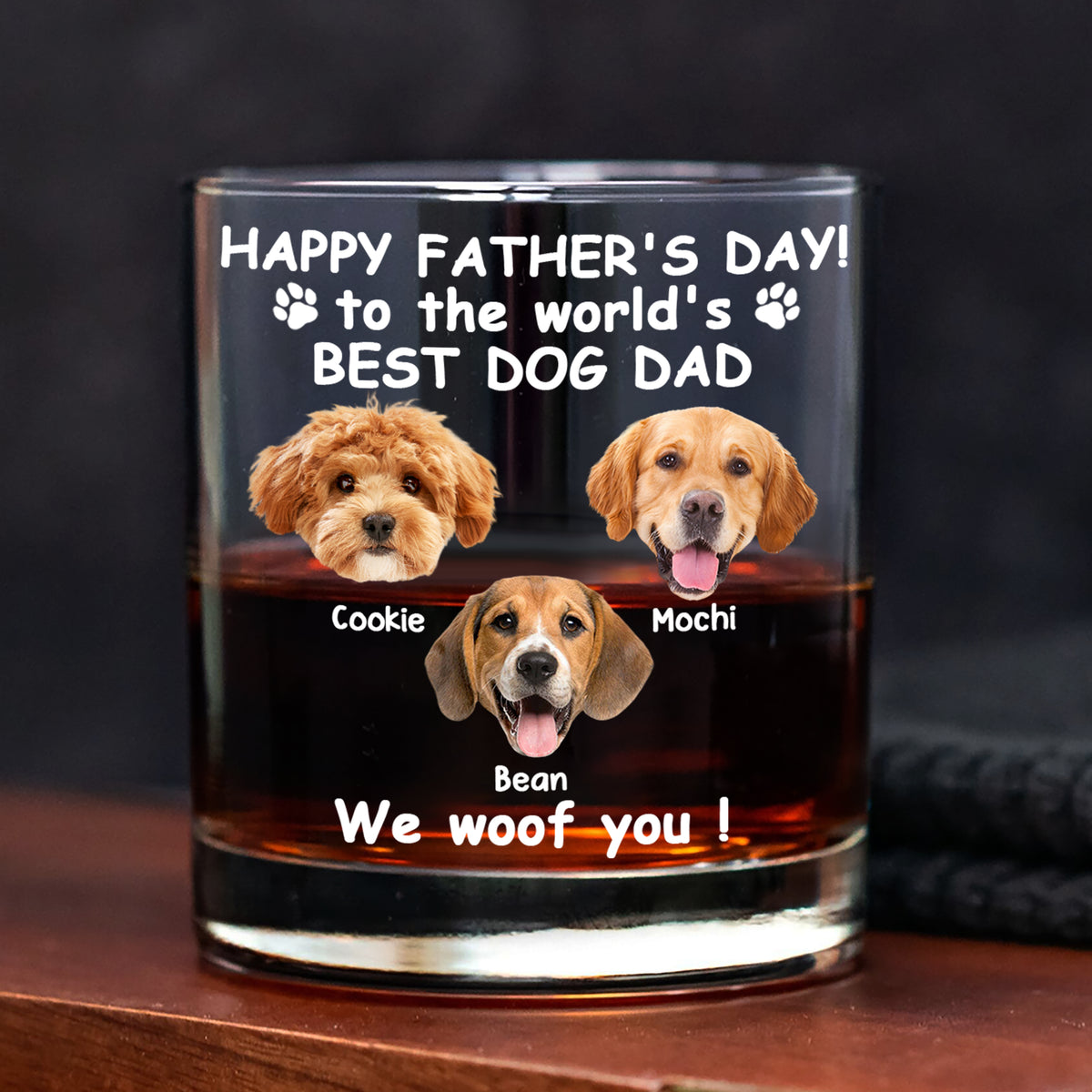 Custom Photo Woof Best Dog Dad Whiskey Glass Father's Day Gifts HA75 892370