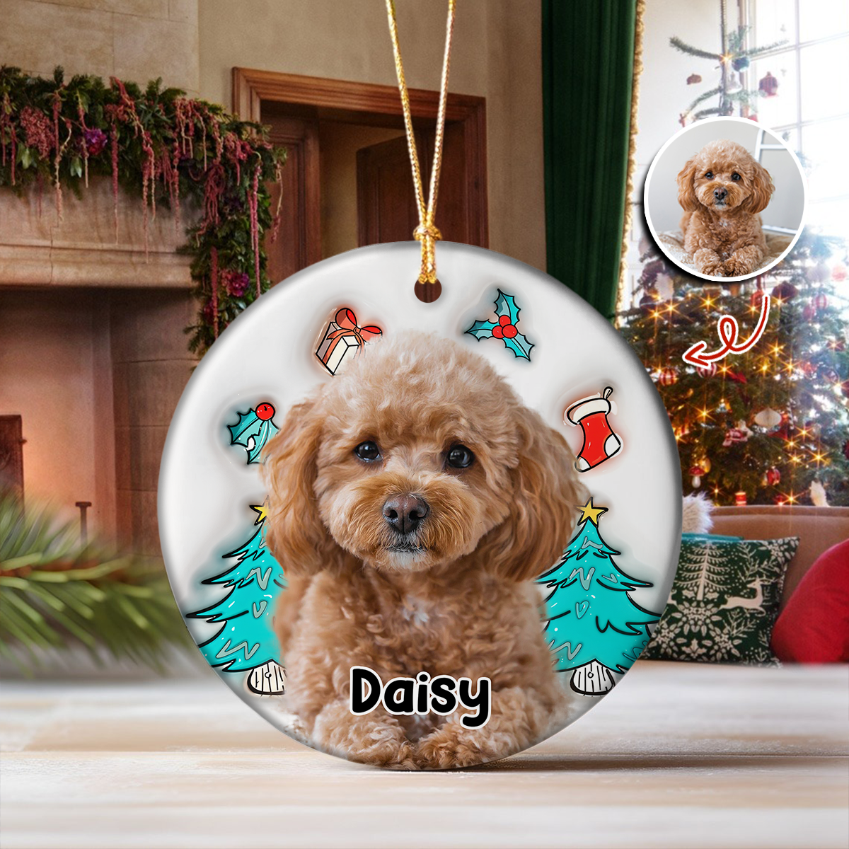 Custom Dog Photo I Am Santa 3D Inflated Effect Ceramic Ornament Personalized Gift For Dog Lovers HO82 894712