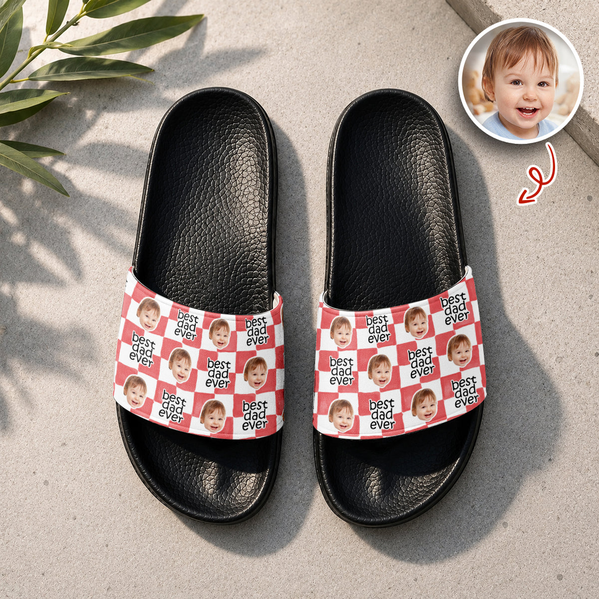 Custom Baby Face Best Dad, Mom Ever Slide Sandals - Gift For Dad, Father's HO82 902574