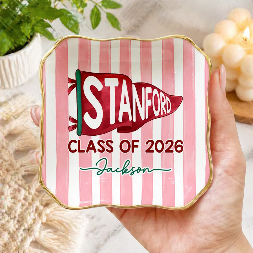 Custom School Pennant Flag Ring Dish - Graduation Gift HO82 902154