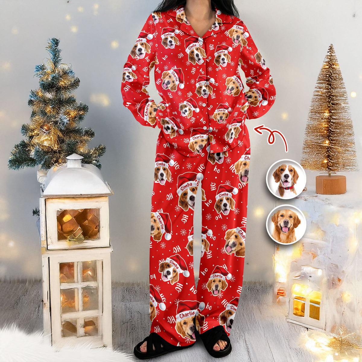 Custom Dog Photo Santa Claus Matching Christmas Pajamas LM32 895693