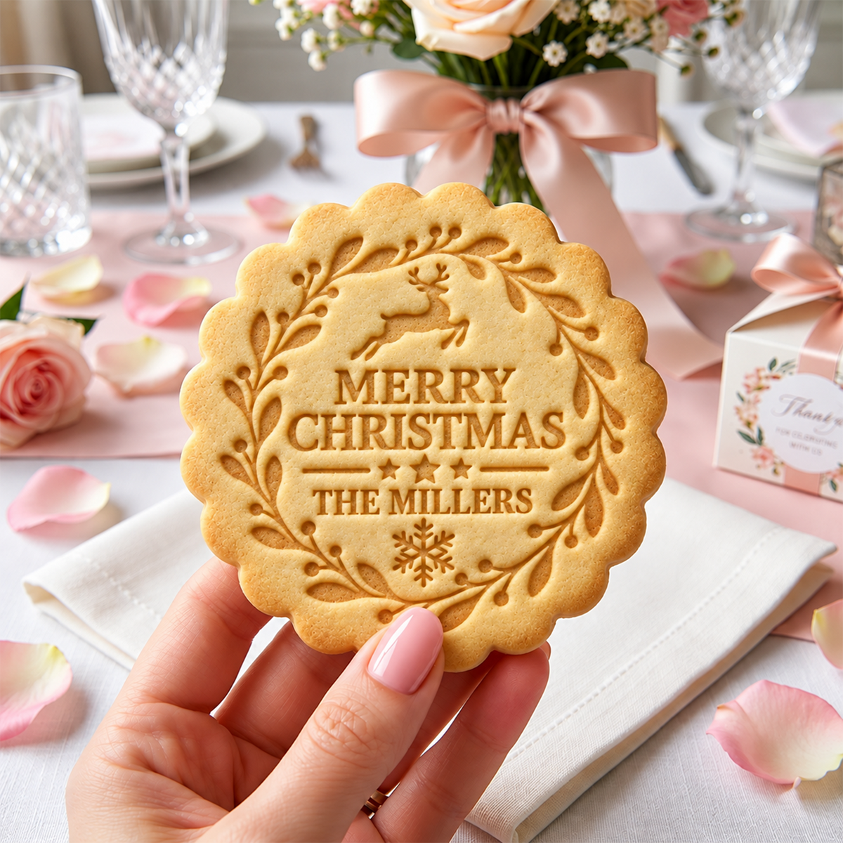 Custom Family Name Merry Christmas Cookie Stamp HA75 919628