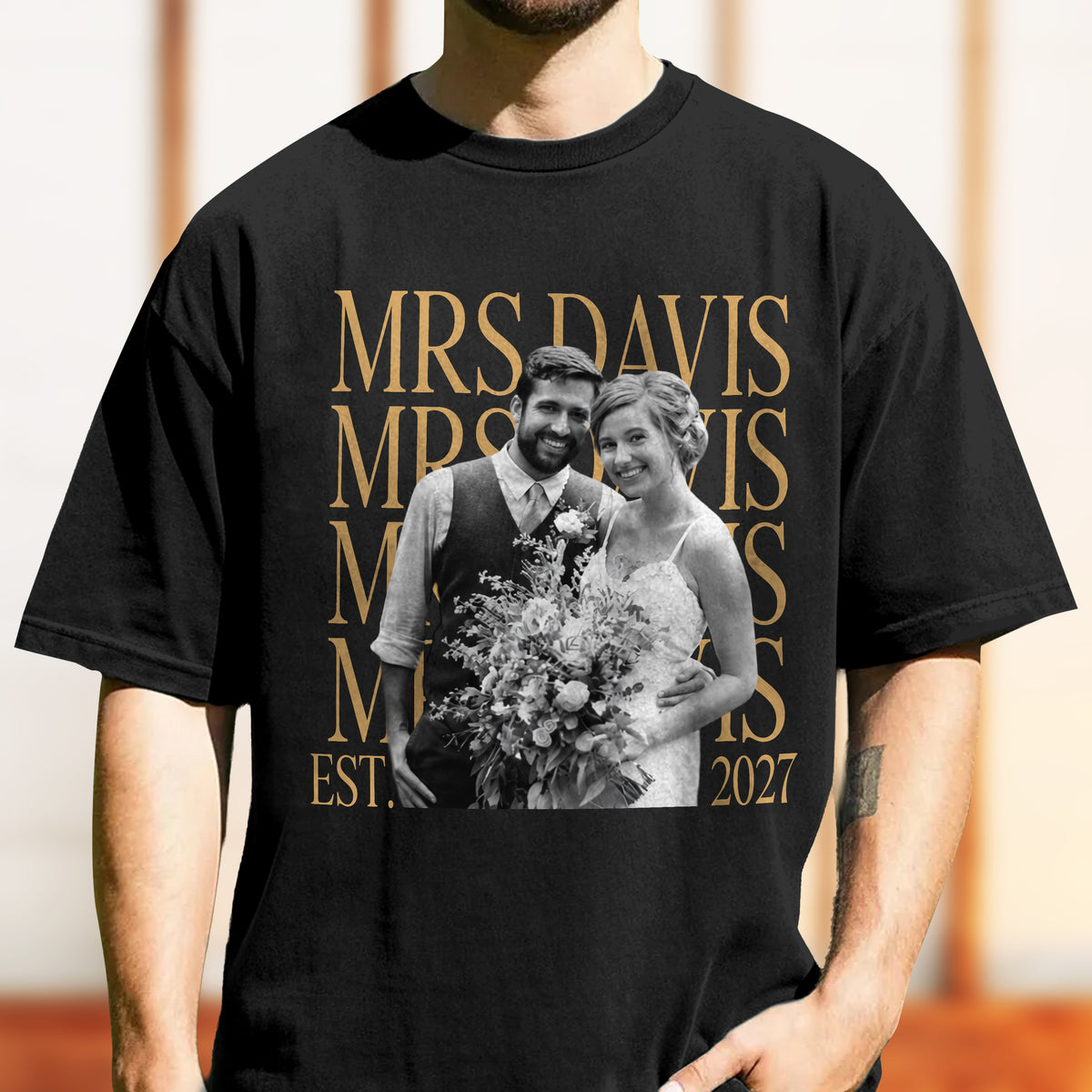 Personalized Wedding Photo Mr And Mrs Comfort Shirt, Couple Wedding Morning Outfit HA75 922210