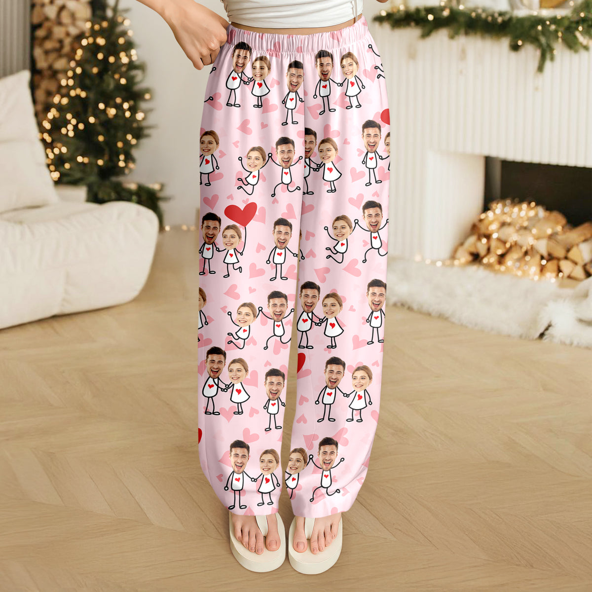 Custom Face Fun Couple Sweatpants Christmas Gift, Valentine Day's Gift HA75 898400