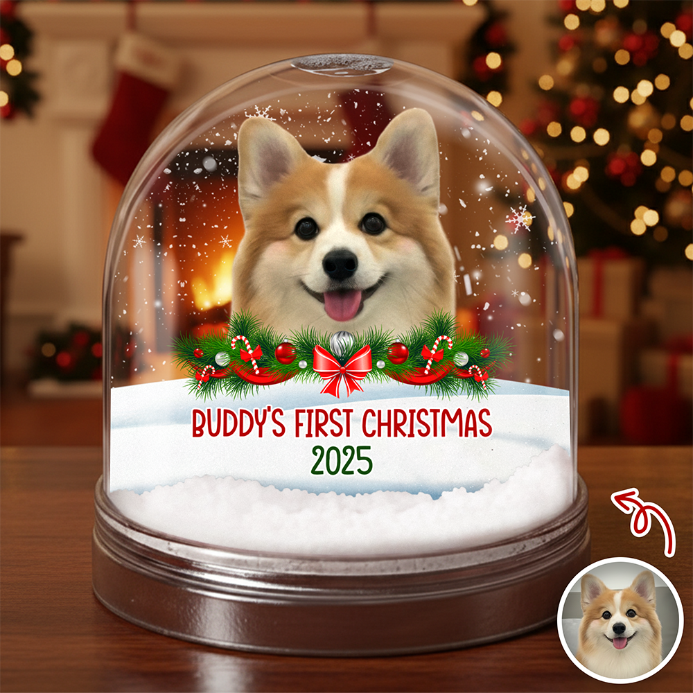 Custom Photo Dog First Christmas Acrylic Snow Globe HA75 898112