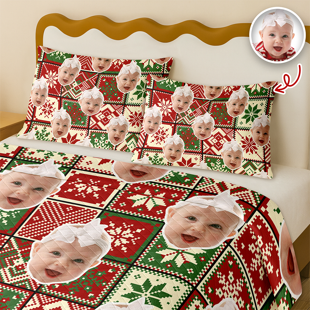 Custom Christmas Family Photo Bedding Set CH07 899936