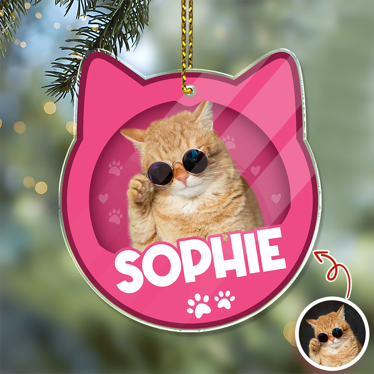 Custom Furry Baby Cat Photo - Personalized Acrylic Ornament Gift For Cat Lovers CH07 899104