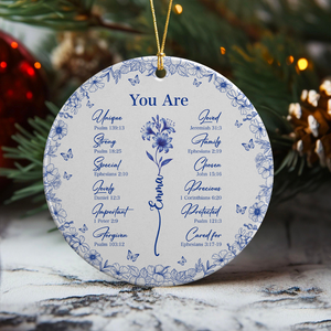 God Says You Are Christian Toile De Jouy Style - Personalized Ceramic Ornament HA75 897158