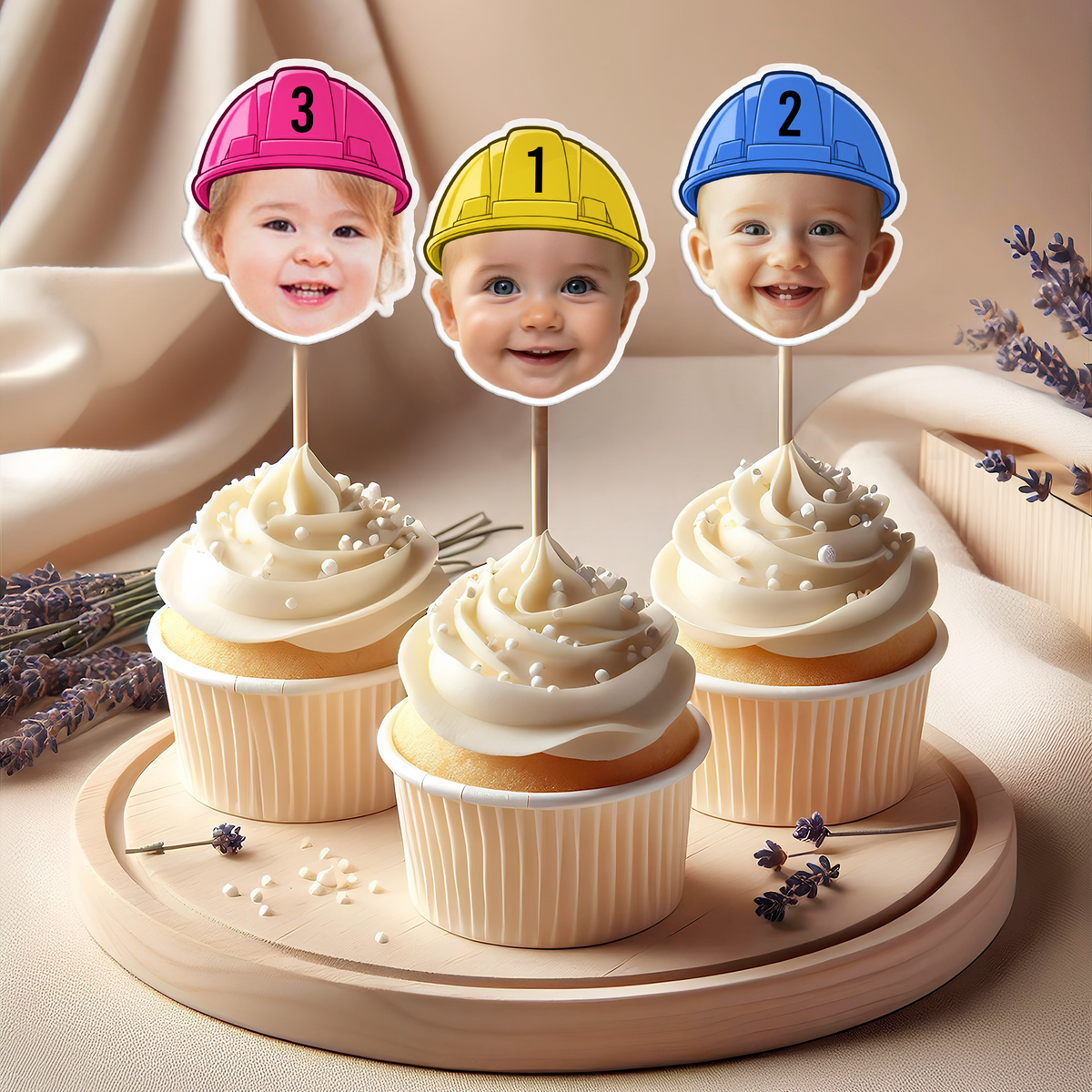 Custom Face Construction Kid Cupcake Toppers HO82 893580