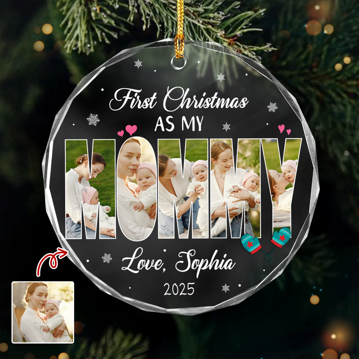 Custom Photo First Christmas As My Dad Circle Glass Ornament CH07 899036