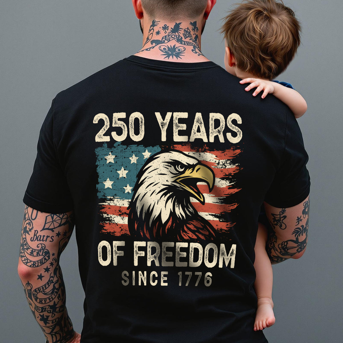 250 Years Of Freedom Since 1776 USA Bald Eagle America Flag Back Side Dark Shirt HA75 897368