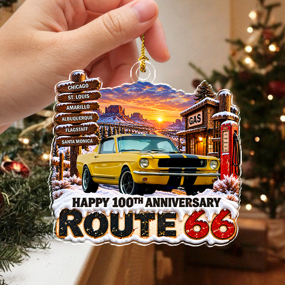 Personalized Route 66 100th Anniversary Christmas Acrylic Ornament  Car Lover Gift LM32 670287