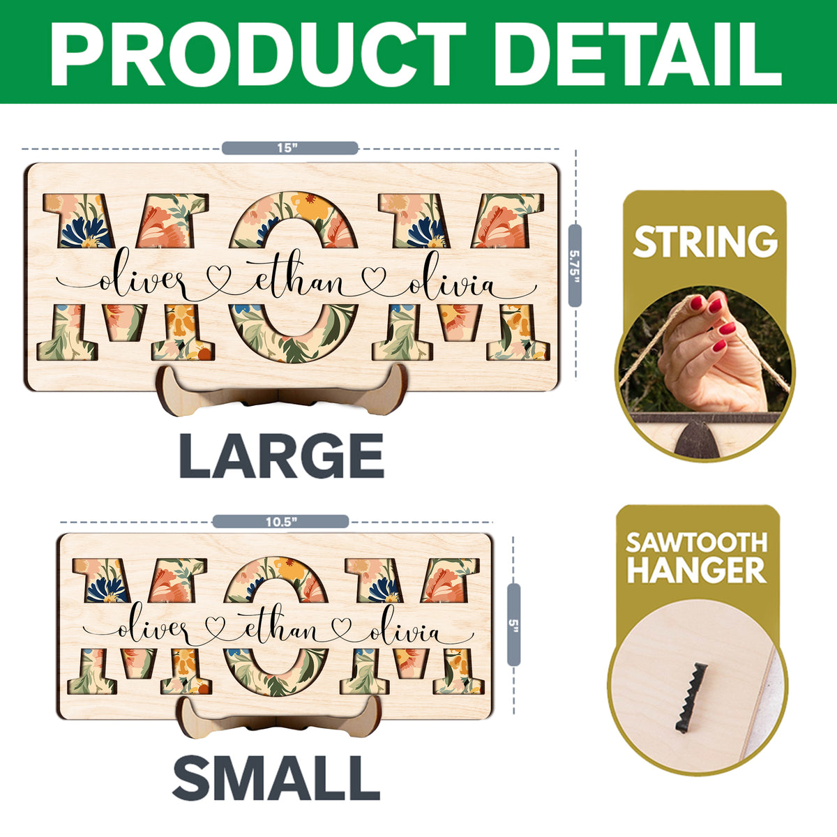 Personalized Name Flowers Mom Wooden Sign - Gift For Her, For Mom, Grandma LM32 899185