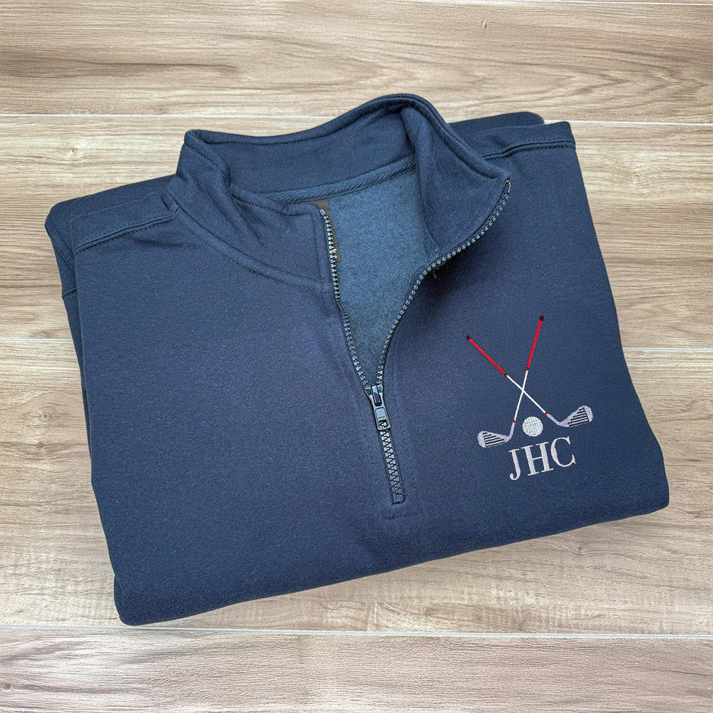 Personalized Golf Club Name Embroidered Golf Quarter Zip Sweater, Unique Golf Enthusiast Gift, Golfers and Coaches Gift HO82 900732