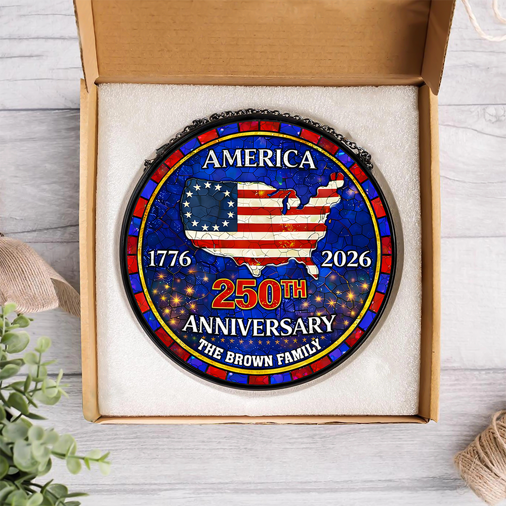 Personalized Family Name America 250th Anniversary Stained Glass Suncatcher HO82 901500