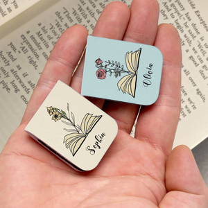 Custom Leather Birth Flower  Leather Magnetic Bookmark For Book Lovers CH07 899518