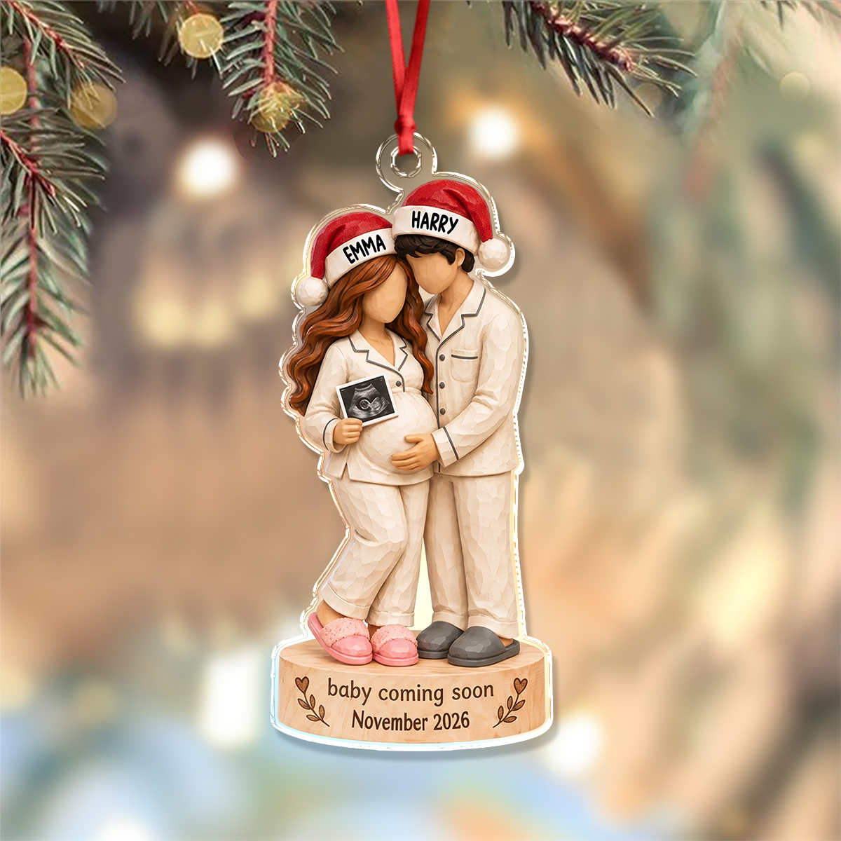 Custom Couple Pregnancy Ultrasound Acrylic Ornament Baby Announcement Christmas Keepsake CH07 180698