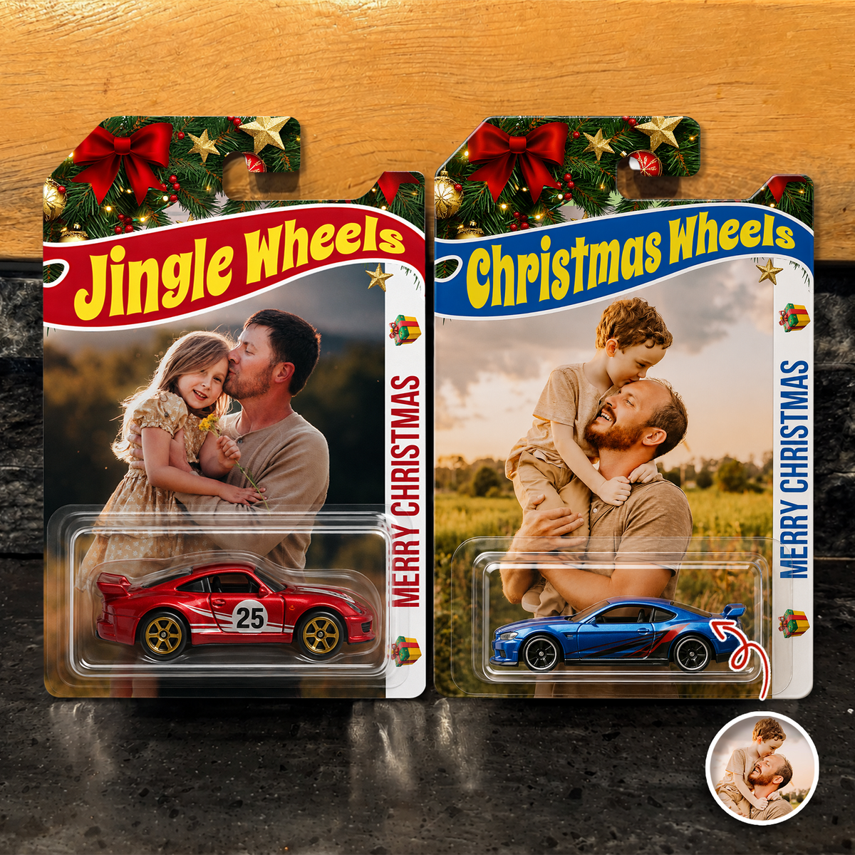 Custom Photo Jingle Wheels Packaging for Dad, Xmas Custom Collector Gift CH07 180334