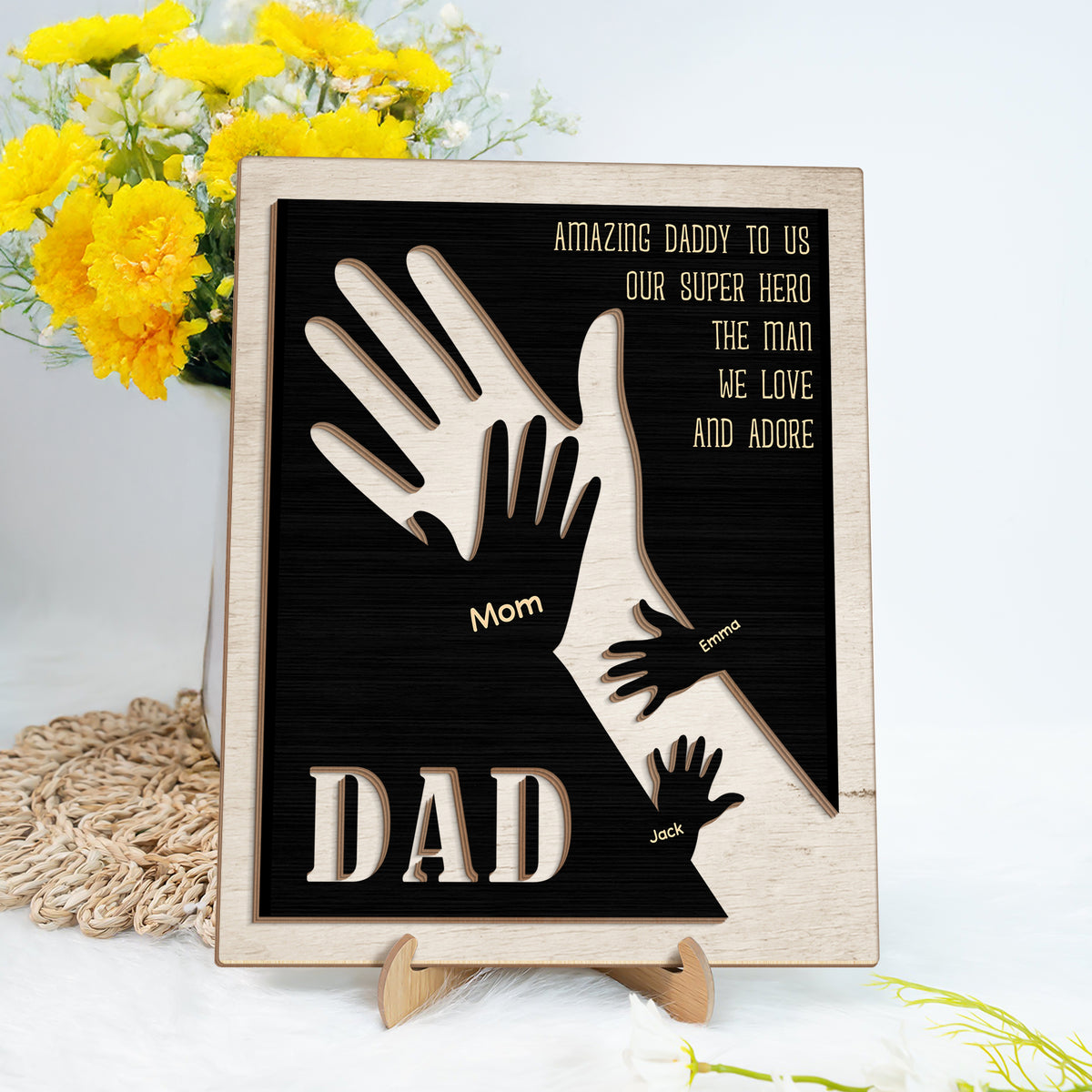 Amazing Daddy To Us Father's Day Gift 2-Layer Wooden Plaque With Stand TH10 892993