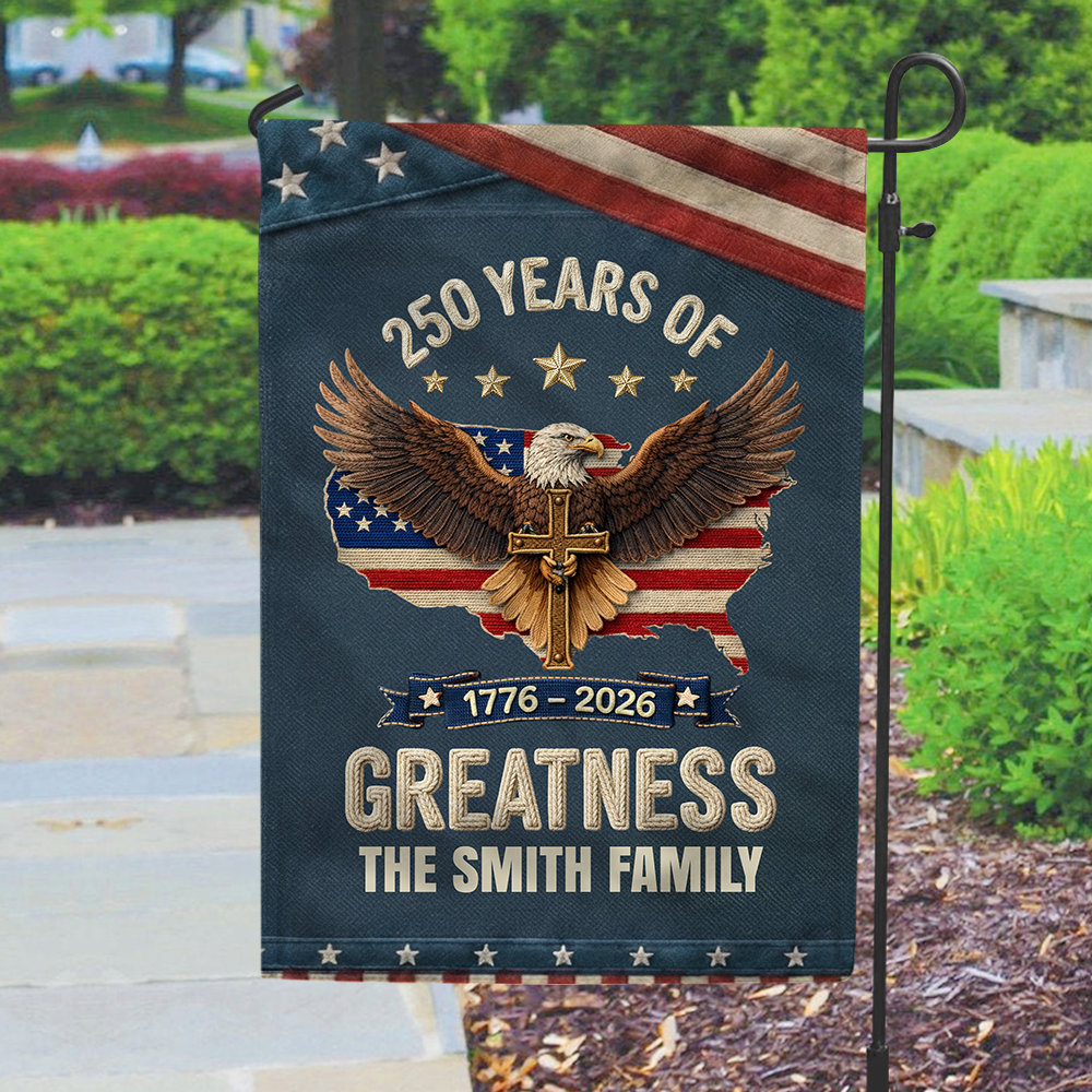 Personalized 250th Anniversary USA Patriotic Faux Pattern Garden Flag HO82 901298