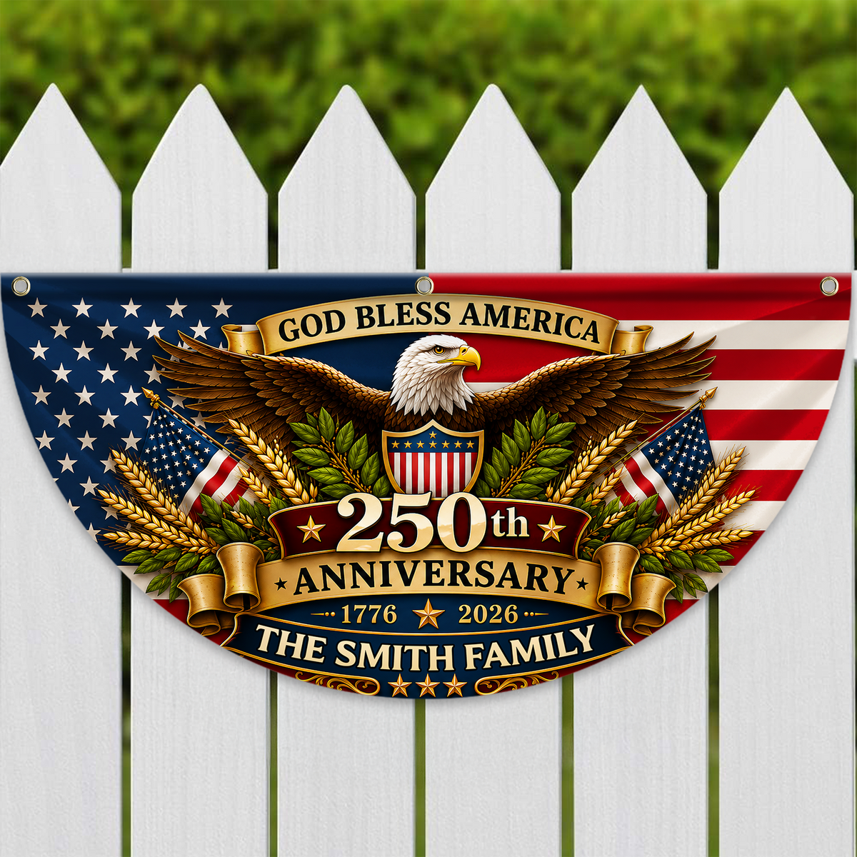 God Bless America Custom Family Name USA 250th Anniversary Fan Flag CH07 911850