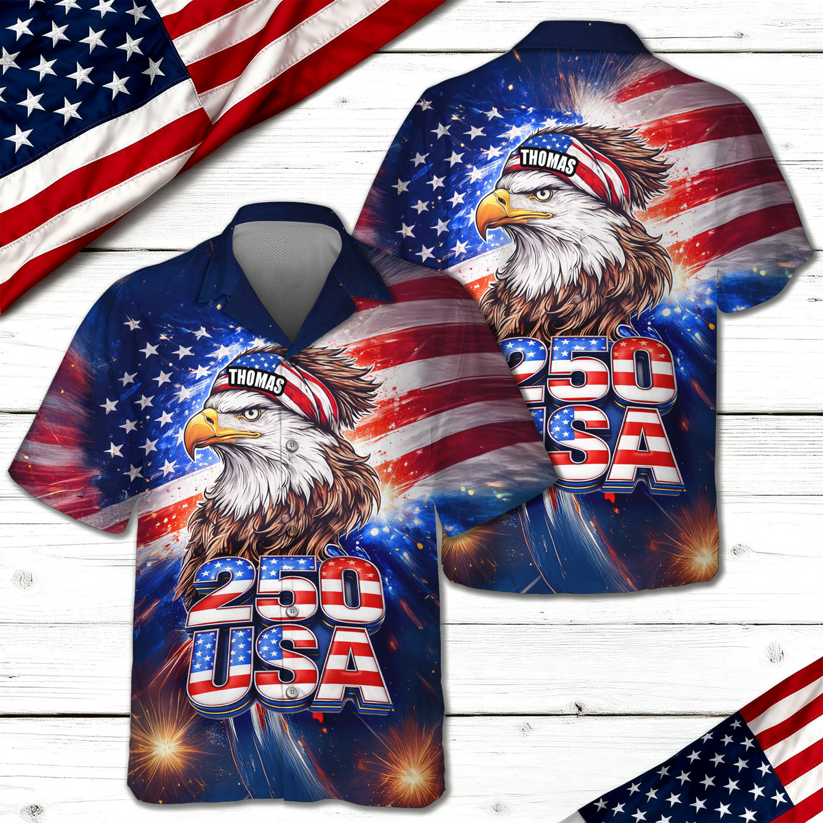 Personalized Name America 250 Eagle Patriotic Hawaii Shirt HA75 921008