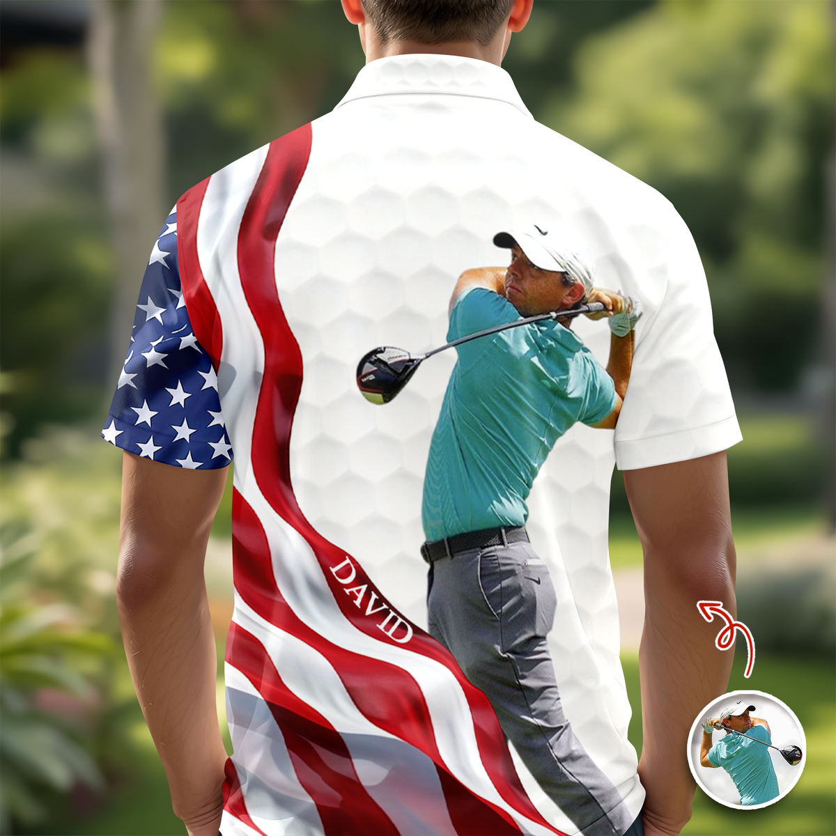 Custom Photo American Flag Golf Art Polo Shirt Gift Idea For American Lovers HO82 900842
