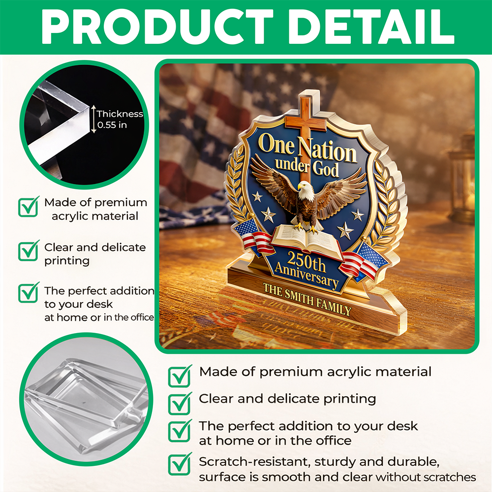 One Nation Under God - USA 250th Anniversary Personalized Acrylic Block Plaque CH07 911170