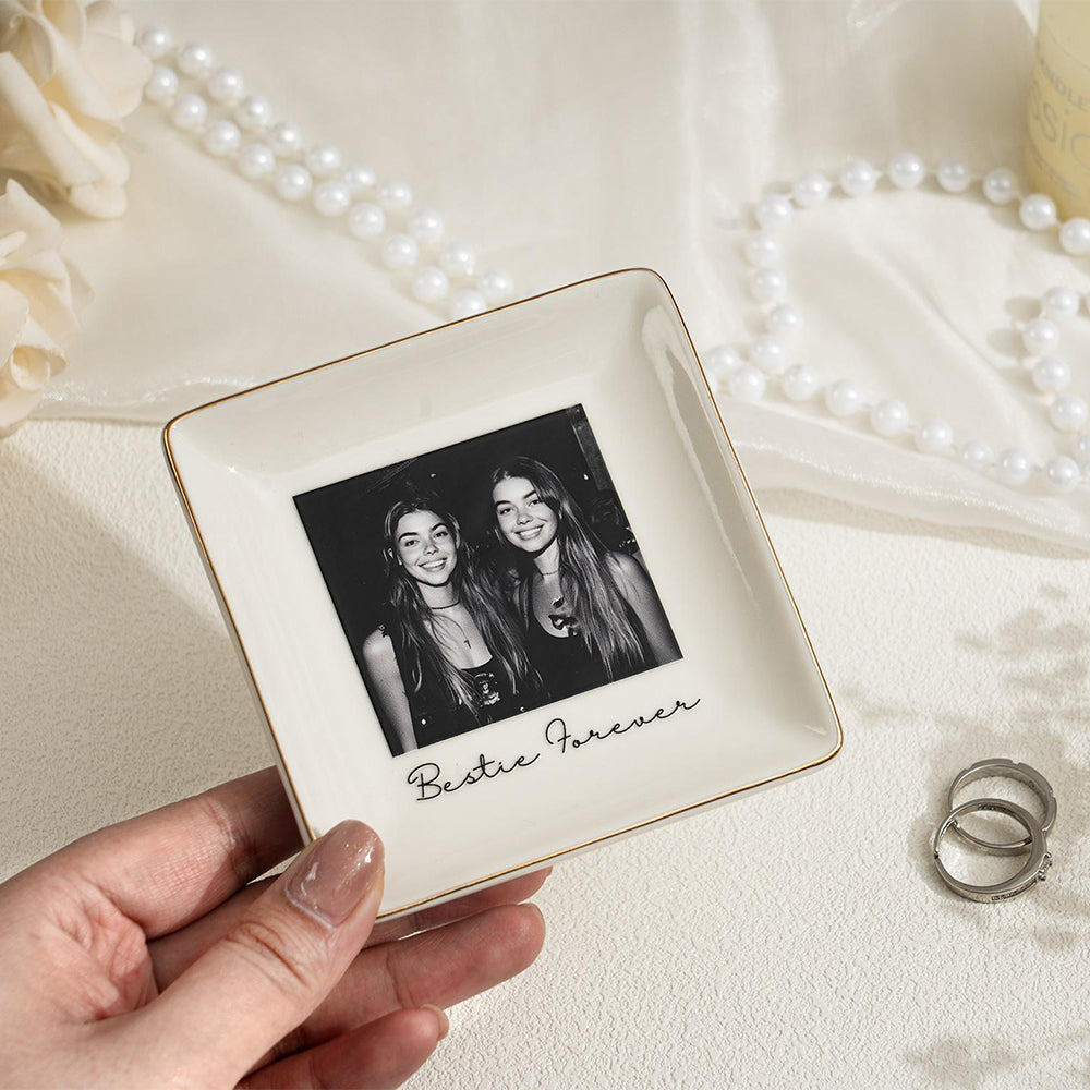 Personalised Bestie Photo Trinket Dish: Custom Jewelry Ring Dish, Trinket Tray for Best Friend, Bestie LM32 899265