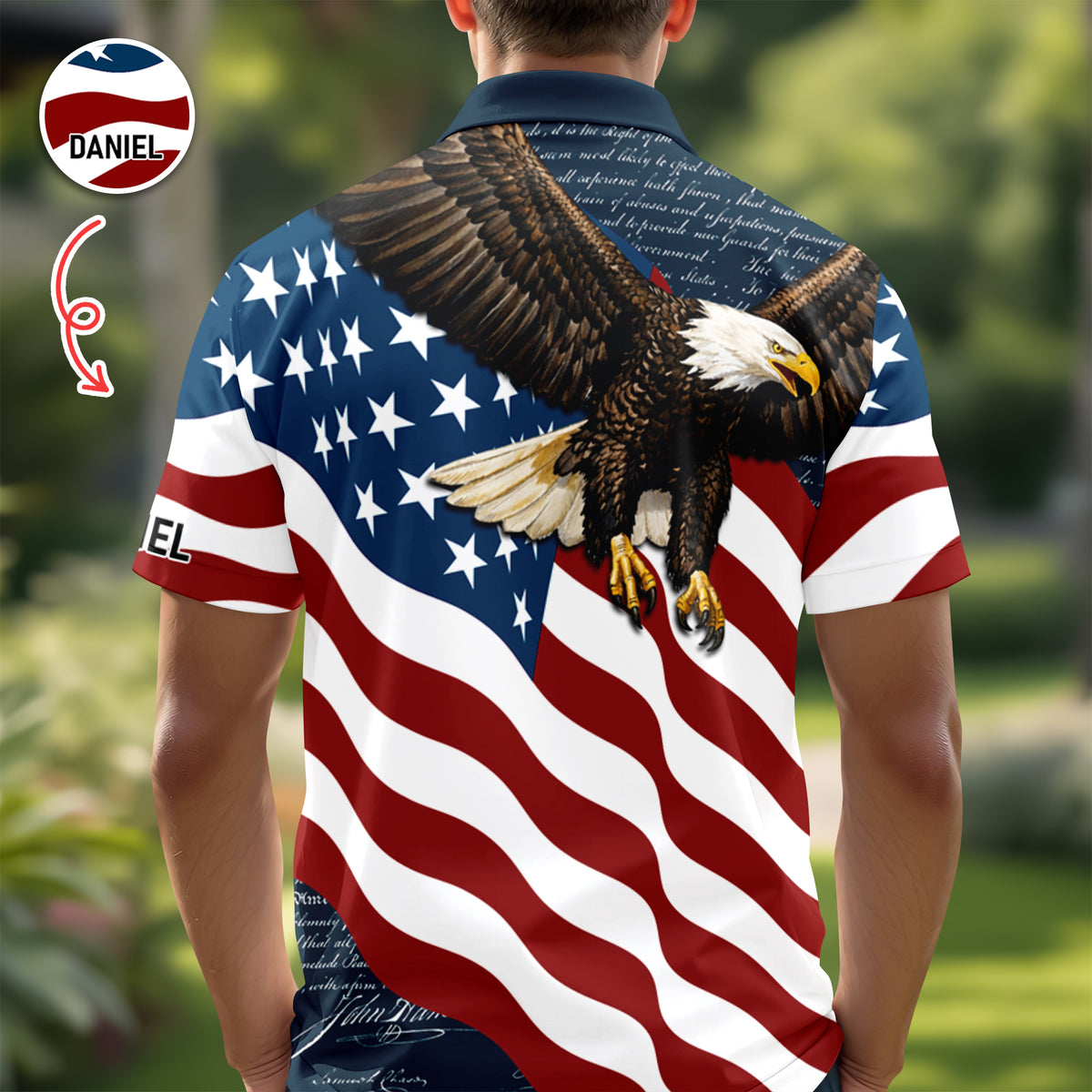 Custom Name Eagle US Flag Personalized Patriotic Polo Shirt HA75 920752
