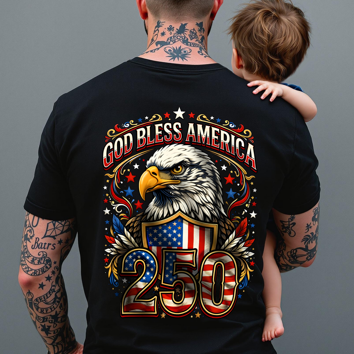 Patriotic God Bless America 250 Dark Shirt America 250th Anniversary Back Shirt CH07 910966