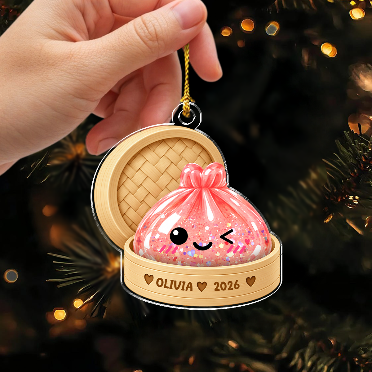 Custom Name Squishy Dumpling Acrylic Ornament, Cute Squishy Lover Gift, Year of Squishy Gift, 2026 Kids Keepsake HO82 903648