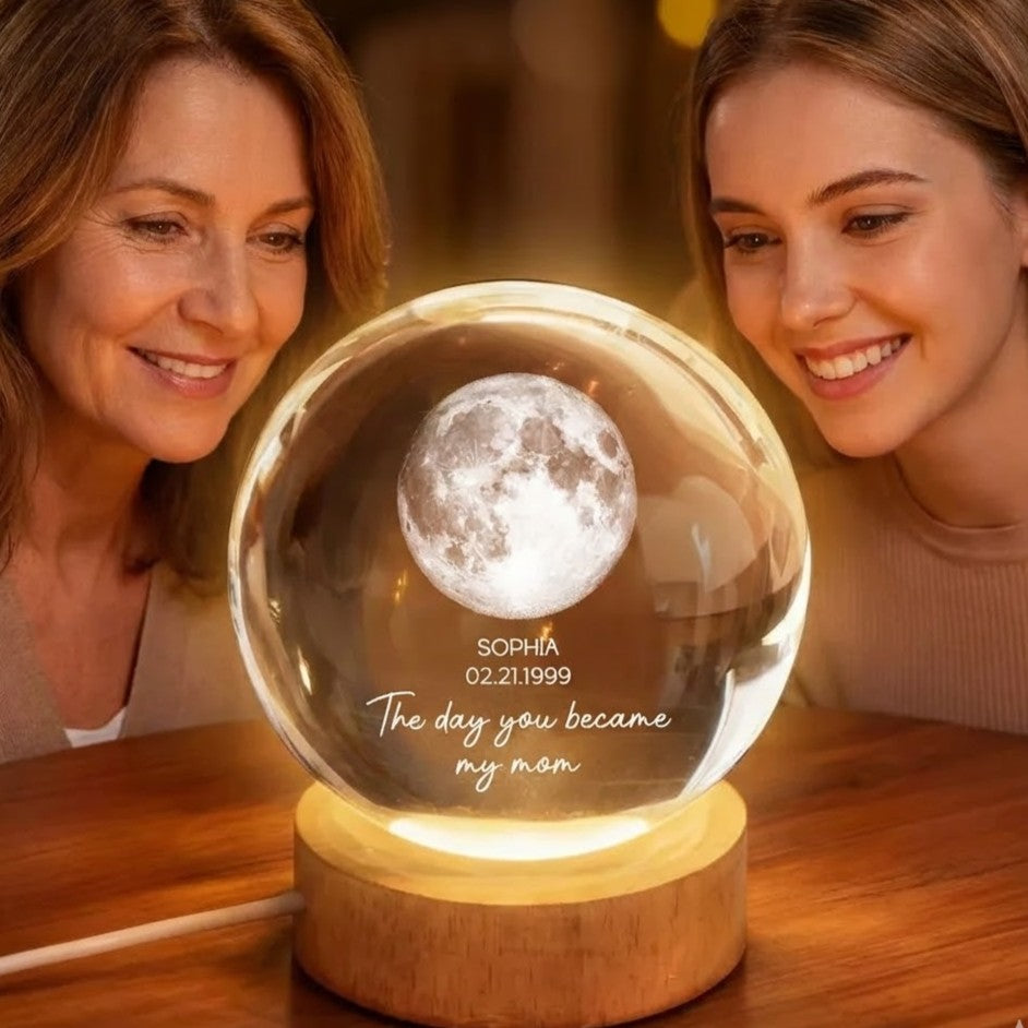 Custom Moon Phase The Day You Becam My Mom My Dad 3D Crystal Ball LED Night Light LM32 897987