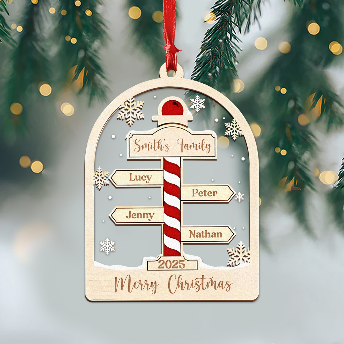 Custom Family Name Xmas Wood And Acrylic Ornament CH07 896936
